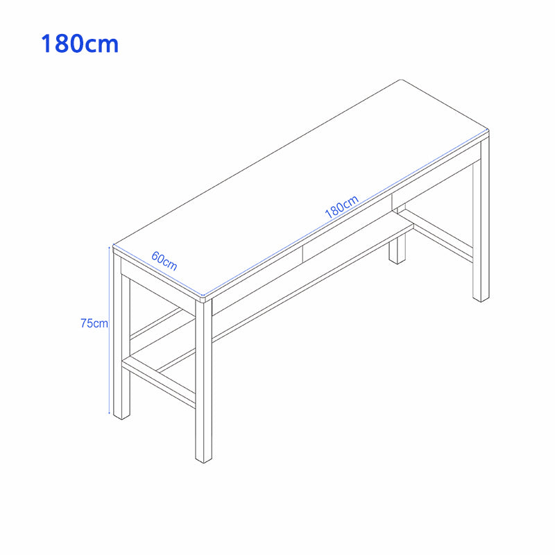 Ethan Classic Design Solid Timber Slab Study Desk with Drawers 160cm/180cm