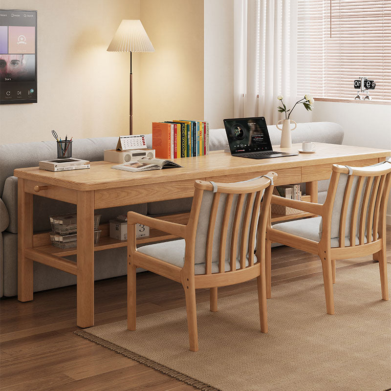 Ethan Classic Design Solid Timber Slab Study Desk with Drawers 160cm/180cm