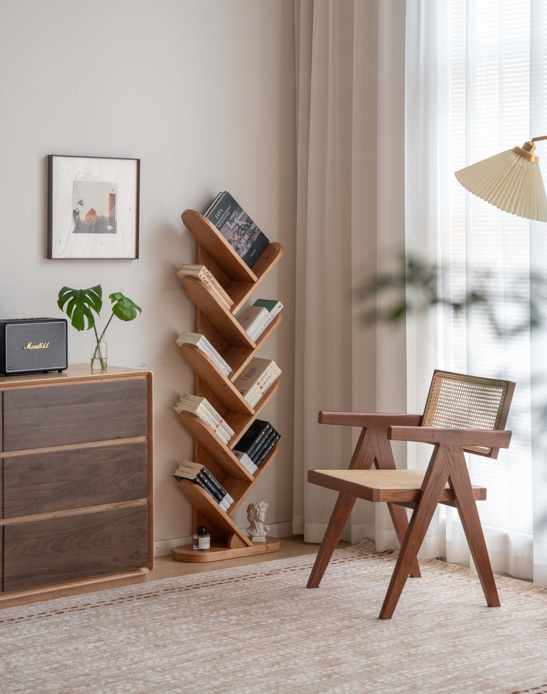 Solid Timber Tree Branch Eight-Tier Walnut Bookshelf/Display Shelf Tree