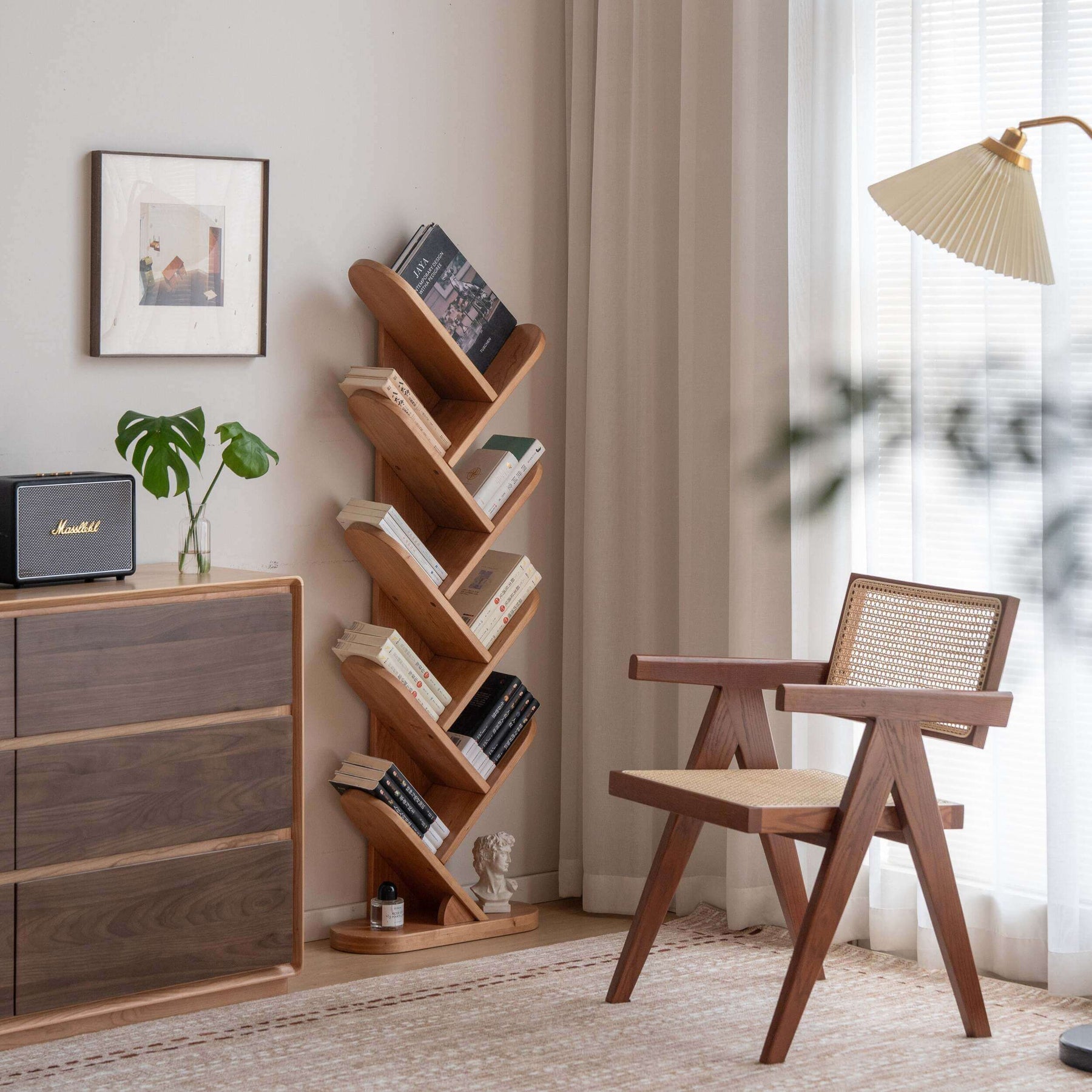 Solid Timber Tree Branch Eight-Tier Walnut Bookshelf/Display Shelf Tree