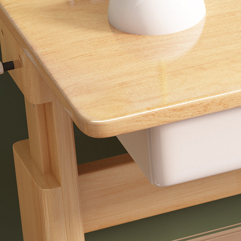 Natural Height-adjustable Study Desk with Drawers and Z Shape Chair set