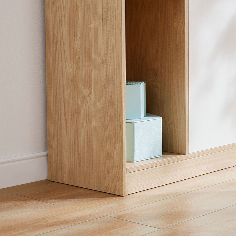 Natural Wood and White Dual-Tone Bookshelf with Storage/Wooden Showcase