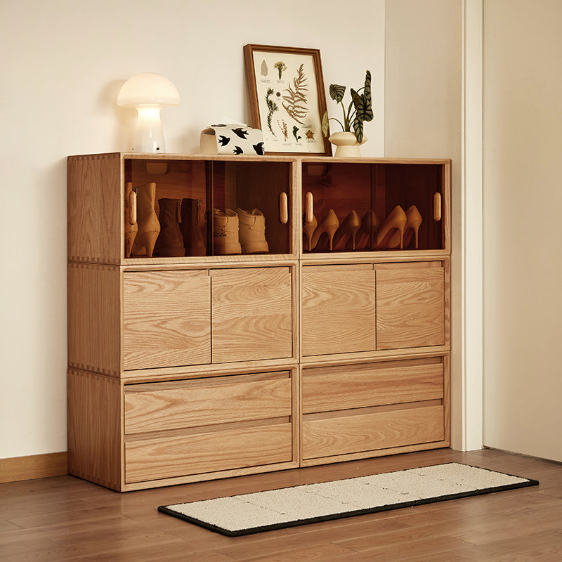 Lex FAS-Graded Solid American Oak Floor-standing Modular Storage Cabinet Chest Set for Home