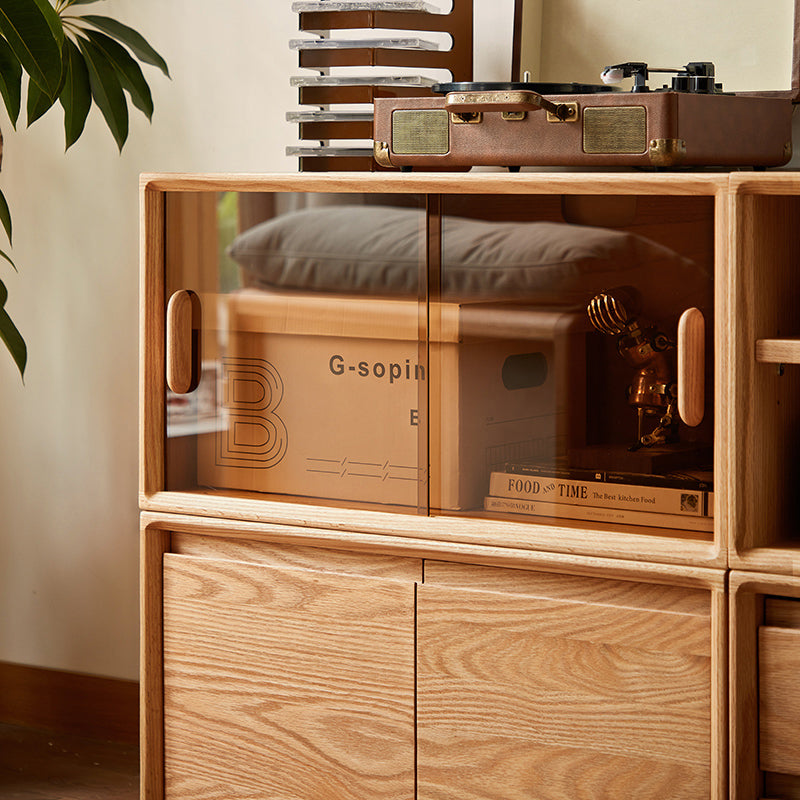 Lex FAS-Graded Solid American Oak Floor-standing Modular Storage Cabinet Chest Set for Home