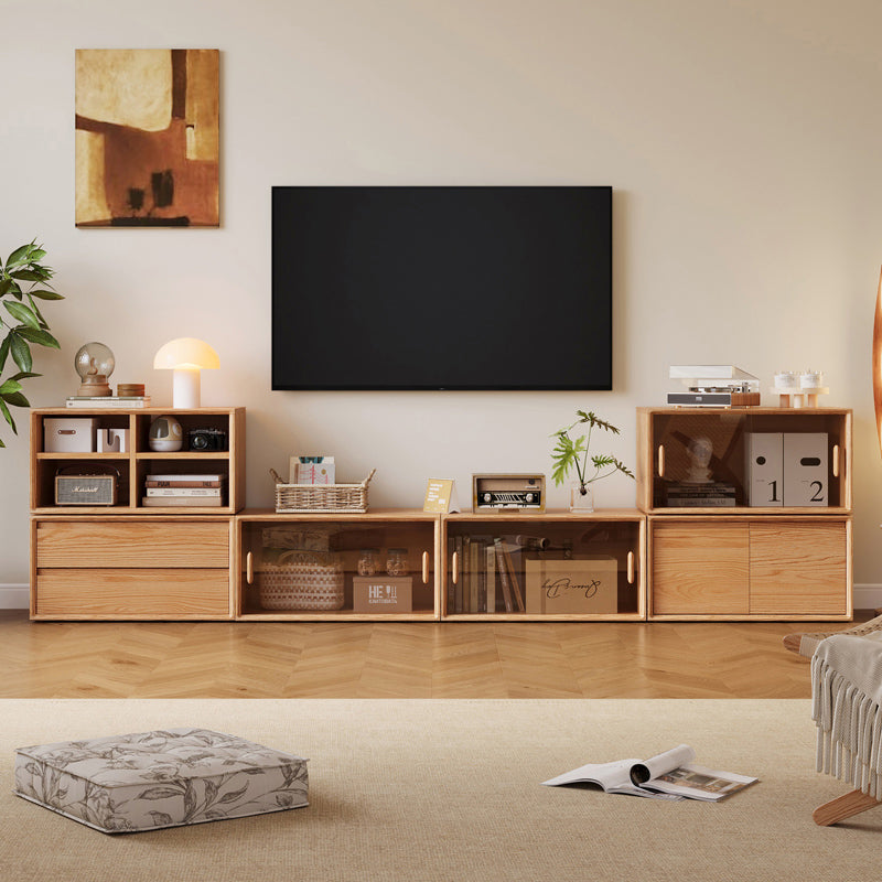 Lex FAS-Graded Solid American Oak Floor-standing Modular Storage Cabinet Chest Set for Home