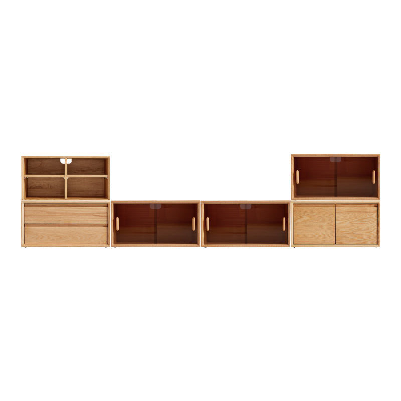 Lex FAS-Graded Solid American Oak Floor-standing Modular Storage Cabinet Chest Set for Home
