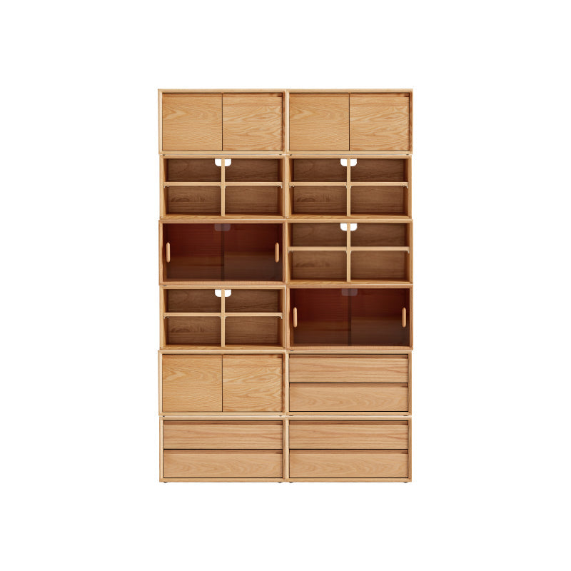 Lex FAS-Graded Solid American Oak Floor-standing Modular Storage Cabinet Chest Set for Home