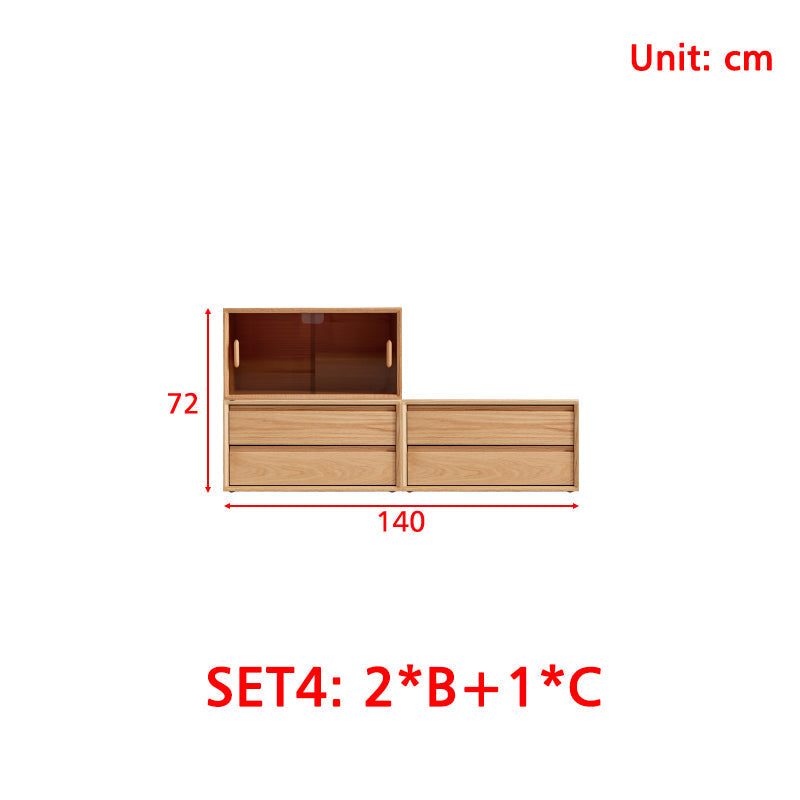 Lex FAS-Graded Solid American Oak Floor-standing Modular Storage Cabinet Chest Set for Home