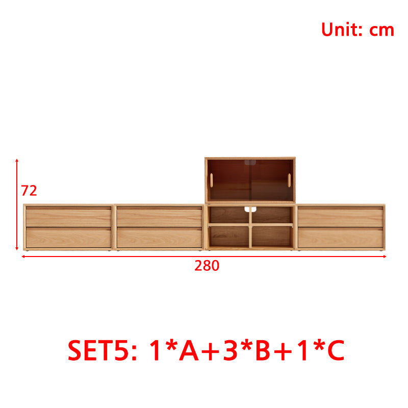 Lex FAS-Graded Solid American Oak Floor-standing Modular Storage Cabinet Chest Set for Home