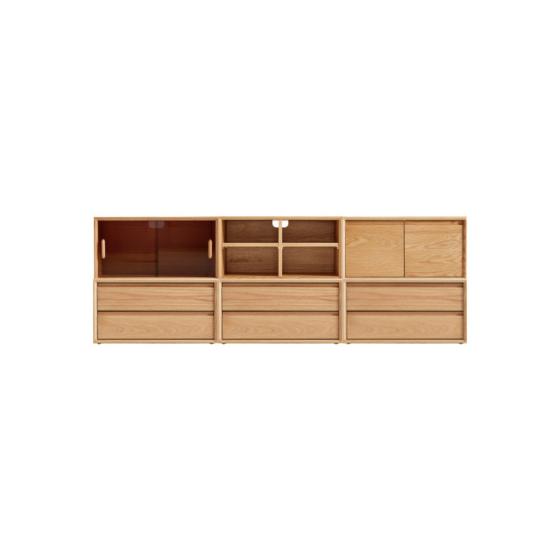 Lex FAS-Graded Solid American Oak Floor-standing Modular Storage Cabinet Chest Set for Home
