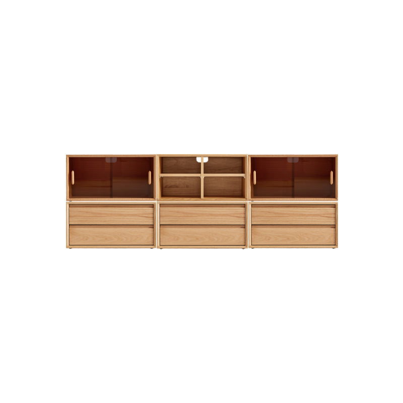 Lex FAS-Graded Solid American Oak Floor-standing Modular Storage Cabinet Chest Set for Home