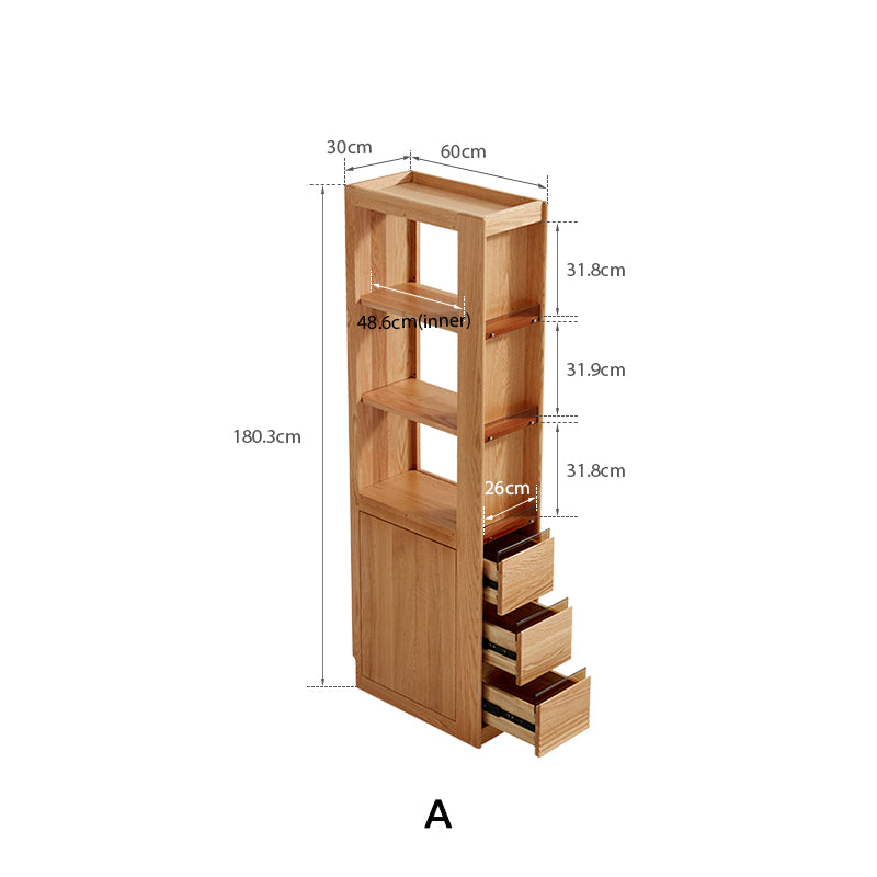 Dylan FAS-Graded Solid American Oak Wood Flip-Down Door Bookcase Modular Display Shelf & Storage With Drawer