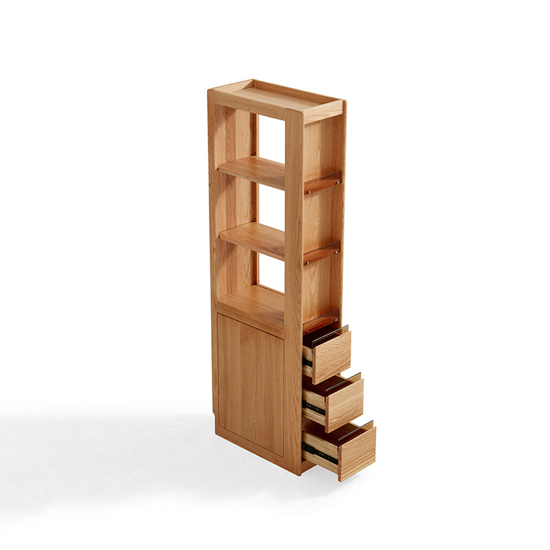 Dylan FAS-Graded Solid American Oak Wood Flip-Down Door Bookcase Modular Display Shelf & Storage With Drawer