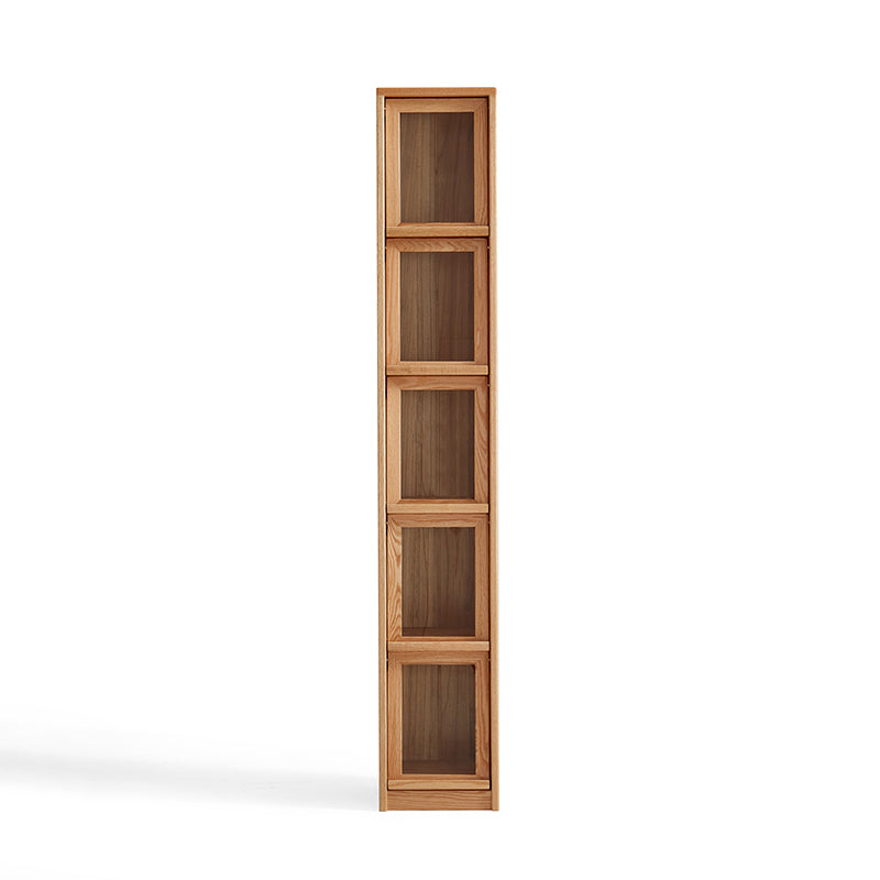 Dylan FAS-Graded Solid American Oak Wood Flip-Down Door Bookcase Modular Display Shelf & Storage With Drawer