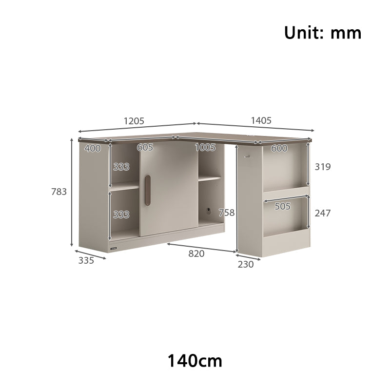 Chad 1.2m/1.4m Single Corner Storage Office Desk/Computer Table Set With Chair/Bookcase