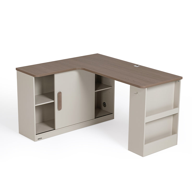 Chad 1.2m/1.4m Single Corner Storage Office Desk/Computer Table Set With Chair/Bookcase
