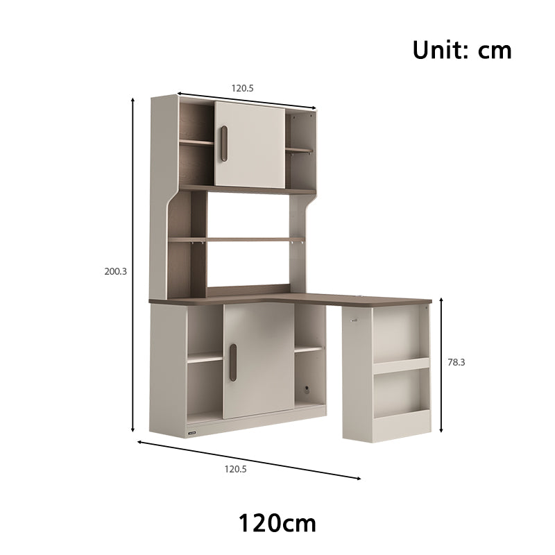 Chad 1.2m/1.4m Single Corner Office Desk/Computer Table Set Right-side Cabinet With Bookcase/Chair Multiple Color