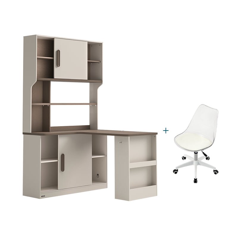 Chad 1.2m/1.4m Single Corner Office Desk/Computer Table Set Right-side Cabinet With Bookcase/Chair Multiple Color
