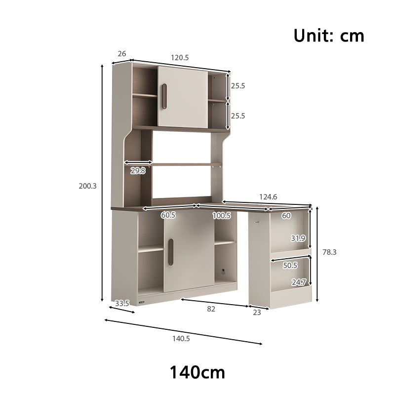 Chad 1.2m/1.4m Single Corner Office Desk/Computer Table Set Right-side Cabinet With Bookcase/Chair Multiple Color