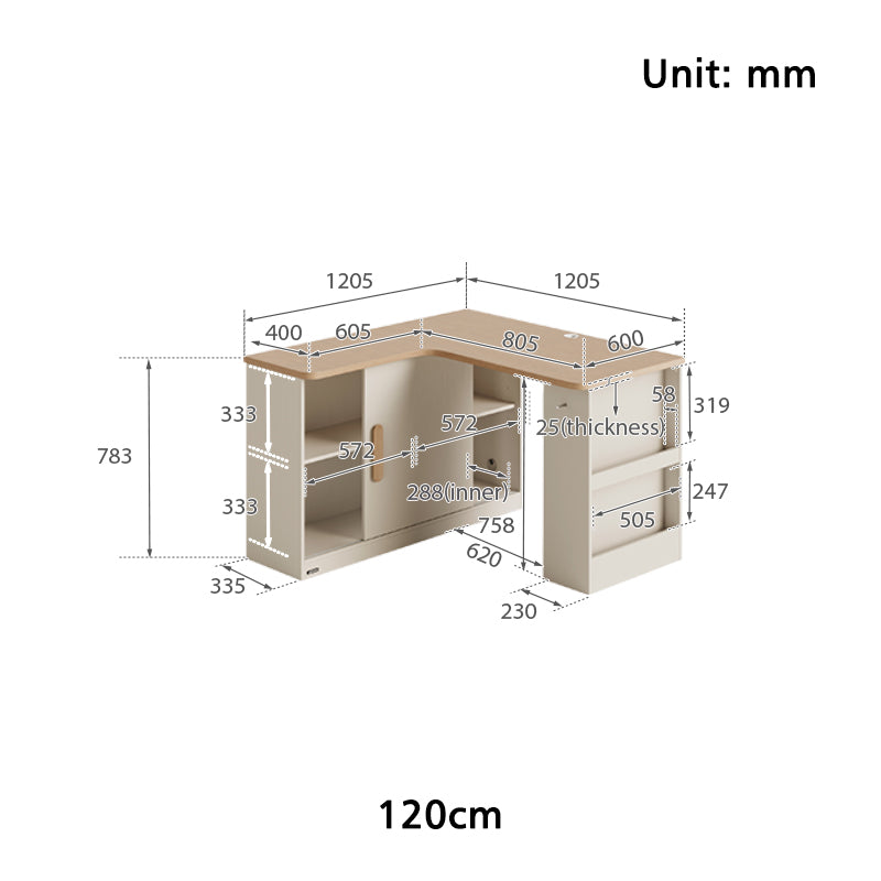 Chad 1.2m/1.4m Single Corner Storage Office Desk/Computer Table Set With Chair/Bookcase