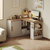 Chad 1.2m/1.4m Single Corner Storage Office Desk/Computer Table Set With Chair/Bookcase