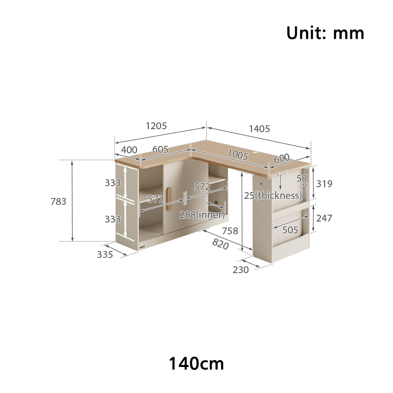 Chad 1.2m/1.4m Single Corner Storage Office Desk/Computer Table Set With Chair/Bookcase