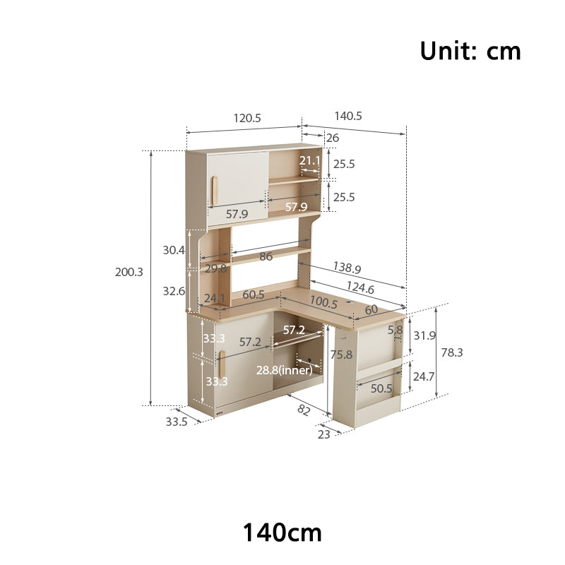 Chad 1.2m/1.4m Single Corner Office Desk/Computer Table Set Right-side Cabinet With Bookcase/Chair Multiple Color