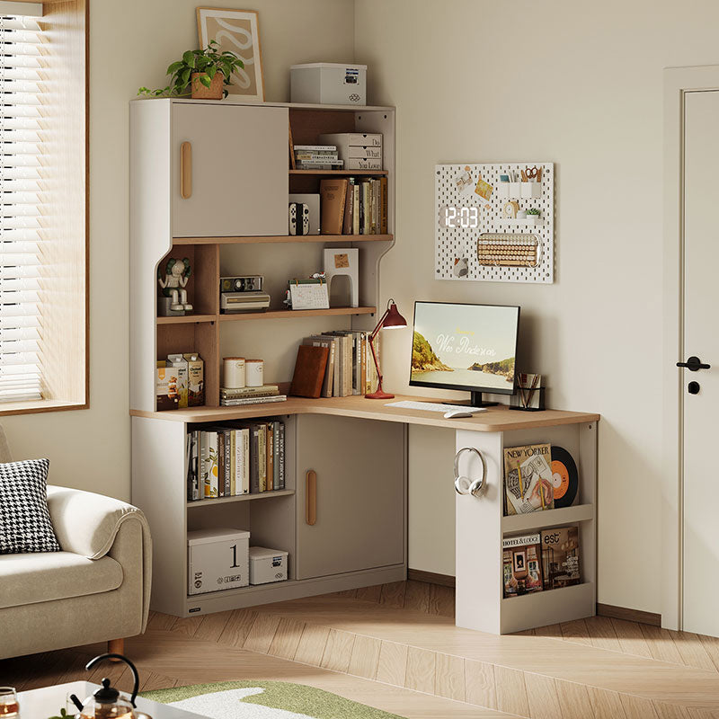 Chad 1.2m/1.4m Single Corner Office Desk/Computer Table Set Right-side Cabinet With Bookcase/Chair Multiple Color