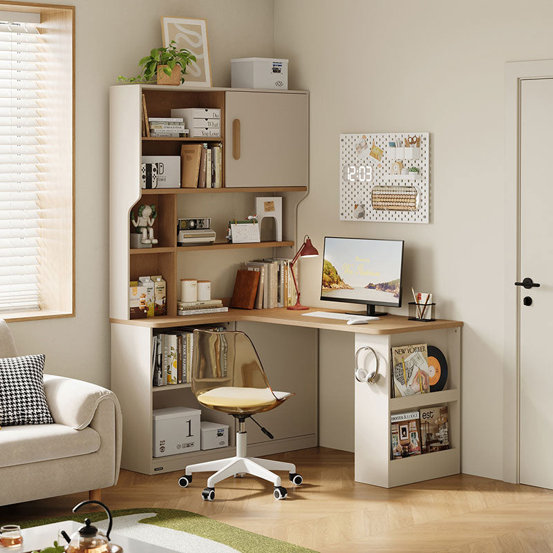Chad 1.2m/1.4m Single Corner Office Desk/Computer Table Set Right-side Cabinet With Bookcase/Chair Multiple Color