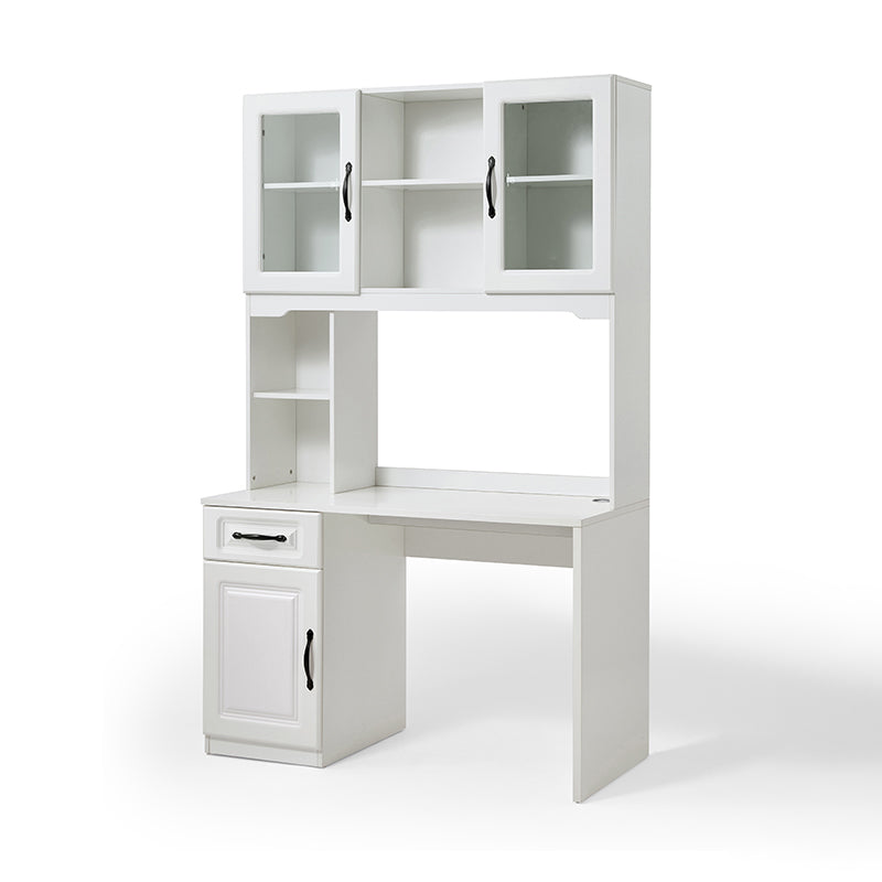 Charlotte 1.2m/1.4m Single Office Desk/Computer Table Set With Drawer/Chair/Bookcase White