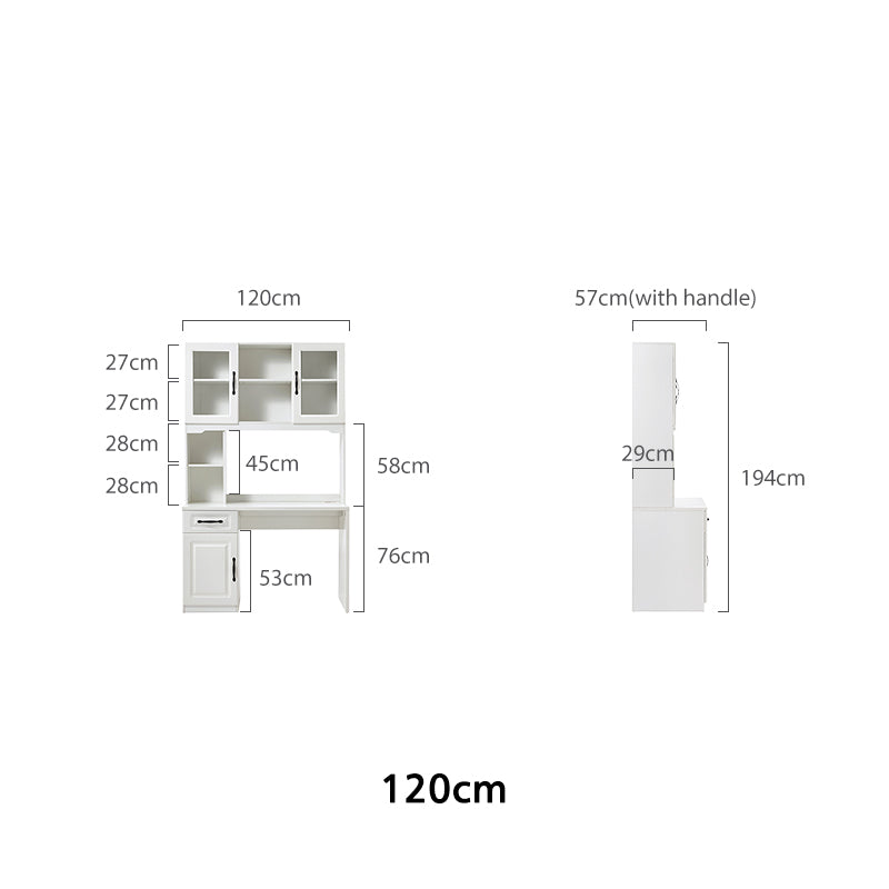 Charlotte 1.2m/1.4m Single Office Desk/Computer Table Set With Drawer/Chair/Bookcase White