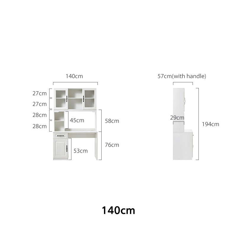 Charlotte 1.2m/1.4m Single Office Desk/Computer Table Set With Drawer/Chair/Bookcase White