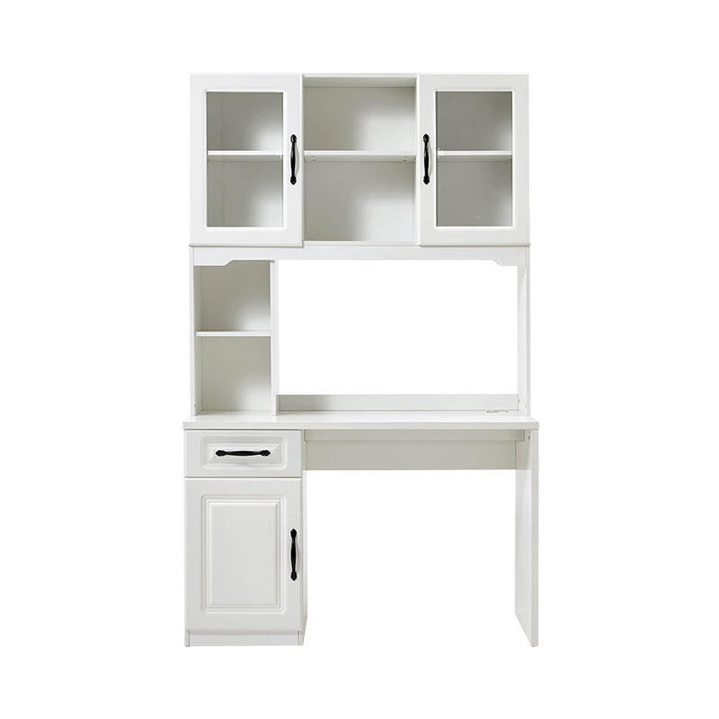 Charlotte 1.2m/1.4m Single Office Desk/Computer Table Set With Drawer/Chair/Bookcase White