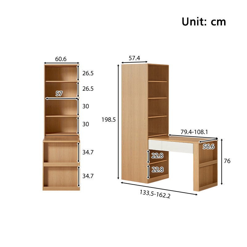 Benjamin Extendable Study Desk/Computer Table with Bookcase/Cabinet