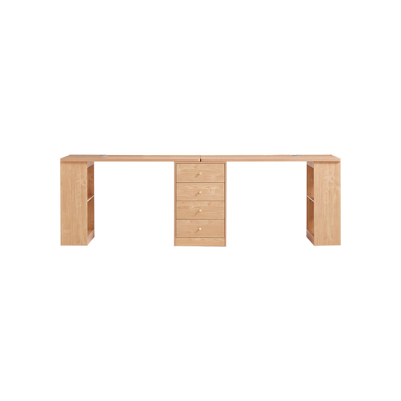 Brittany Single/Double Office Desk/Computer Table Set With Drawer/Chair/Bookcase Natural Wood
