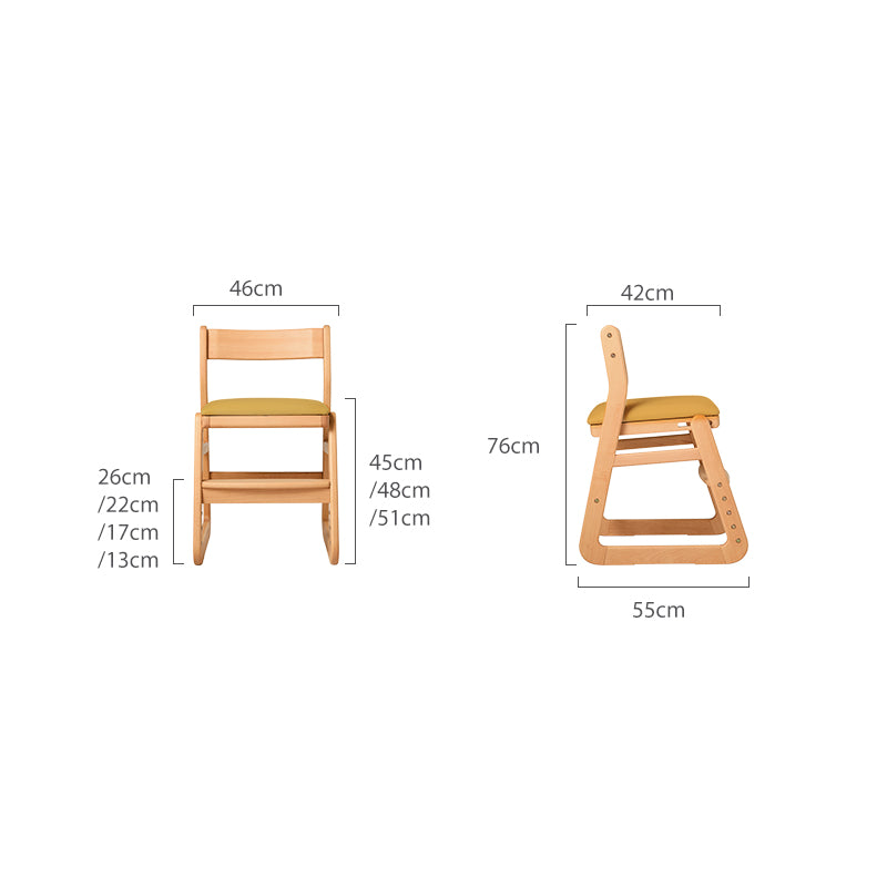 Allison Armless Beech Wood Office Chair/Kid Study Chair with Upholstered Seat Cushion