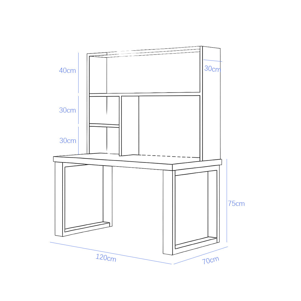 Maddie Solid Timber Study Desk with Bookshelf and Movable Side Cabinet