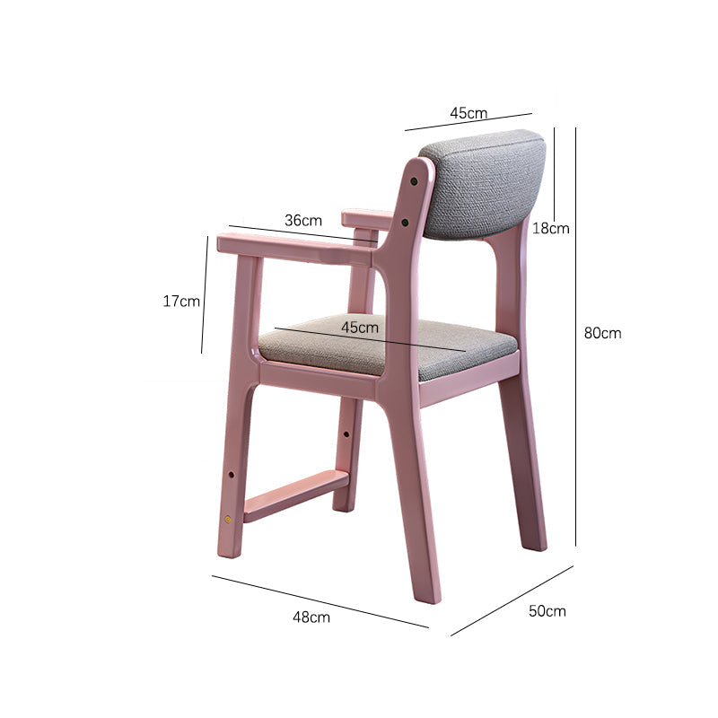 Sinoa Pink Solid Timber Study Chair /Rubberwood/Cotton and Linen
