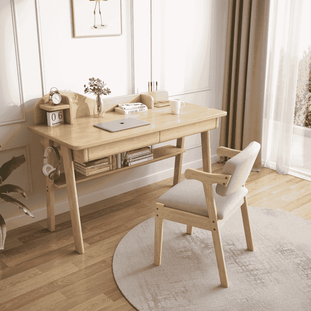 Natural Andri Study Desk and Z Shape Chair set