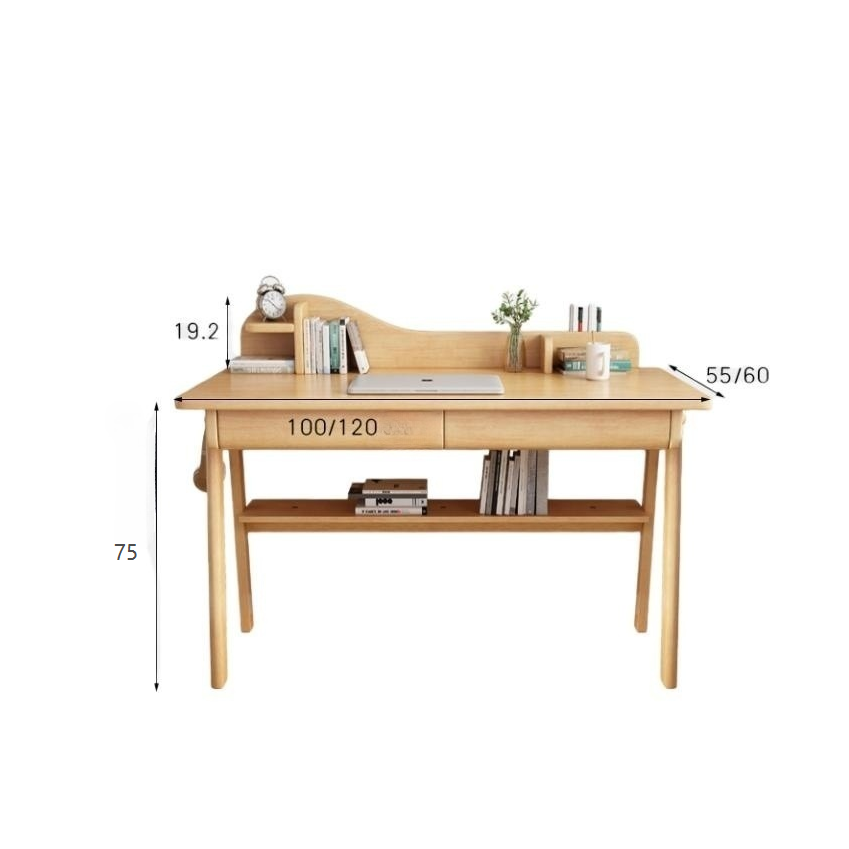 Natural Andri Study Desk and Z Shape Chair Set
