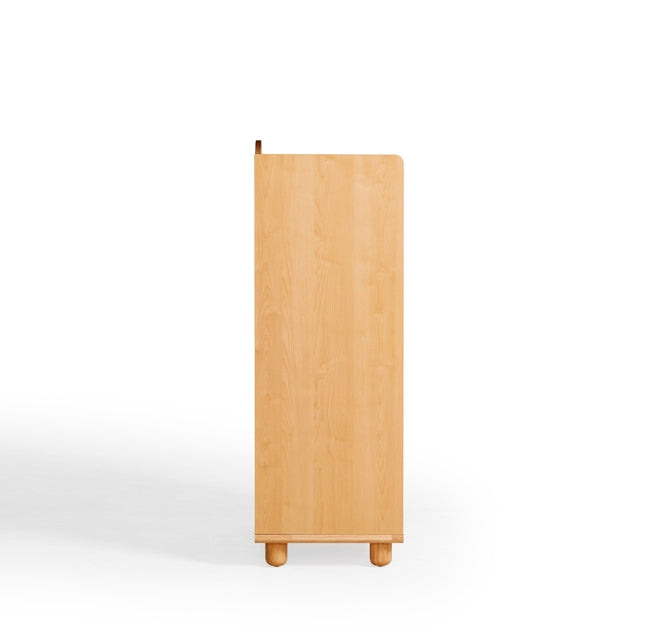 Natural Wood Kids' Bookcase with Doors and  Open Shelves/Solid Wood Legs