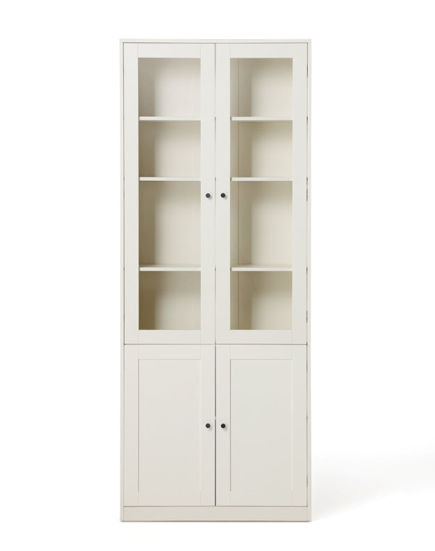 White Multi-Purpose Storage Bookcase with Transparent Doors/Showcase/Display Cabinet