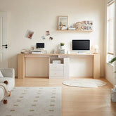 Extra Long Study Desk in Oak and White/Home Office Two-person Desks/Corner Desk