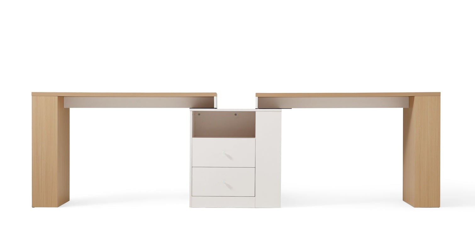 Extra Long Study Desk in Oak and White/Home Office Two-person Desks/Corner Desk