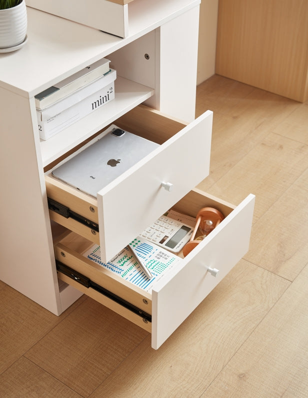 Wood Study Desk in Oak and White with Storage/Home Office Study Desks/Corner Desk