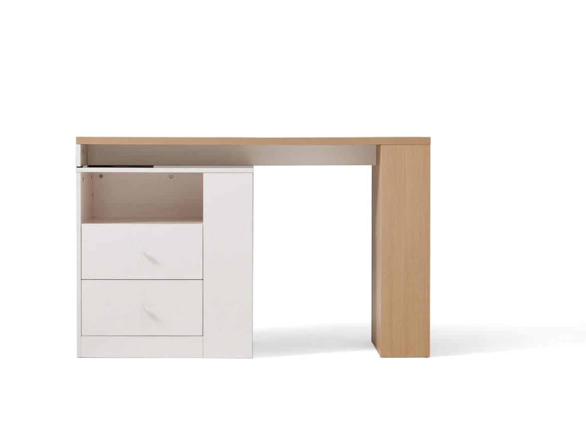 Wood Study Desk in Oak and White with Storage/Home Office Study Desks/Corner Desk