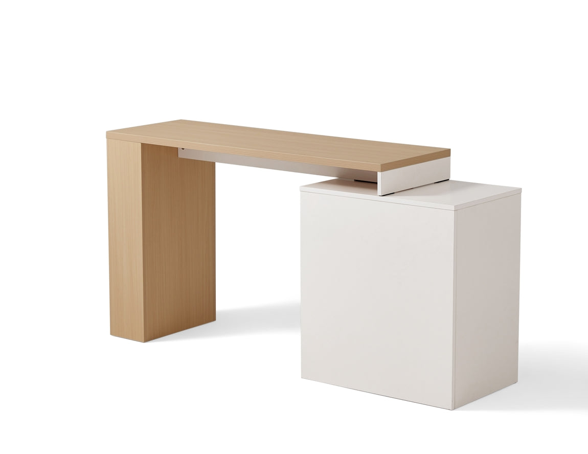 Wood Study Desk in Oak and White with Storage/Home Office Study Desks/Corner Desk