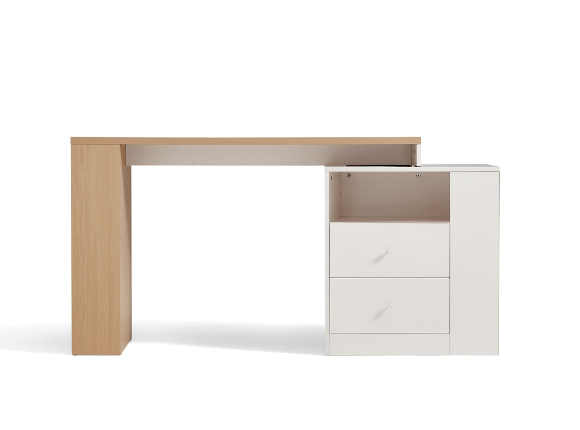 Wood Study Desk in Oak and White with Storage/Home Office Study Desks/Corner Desk