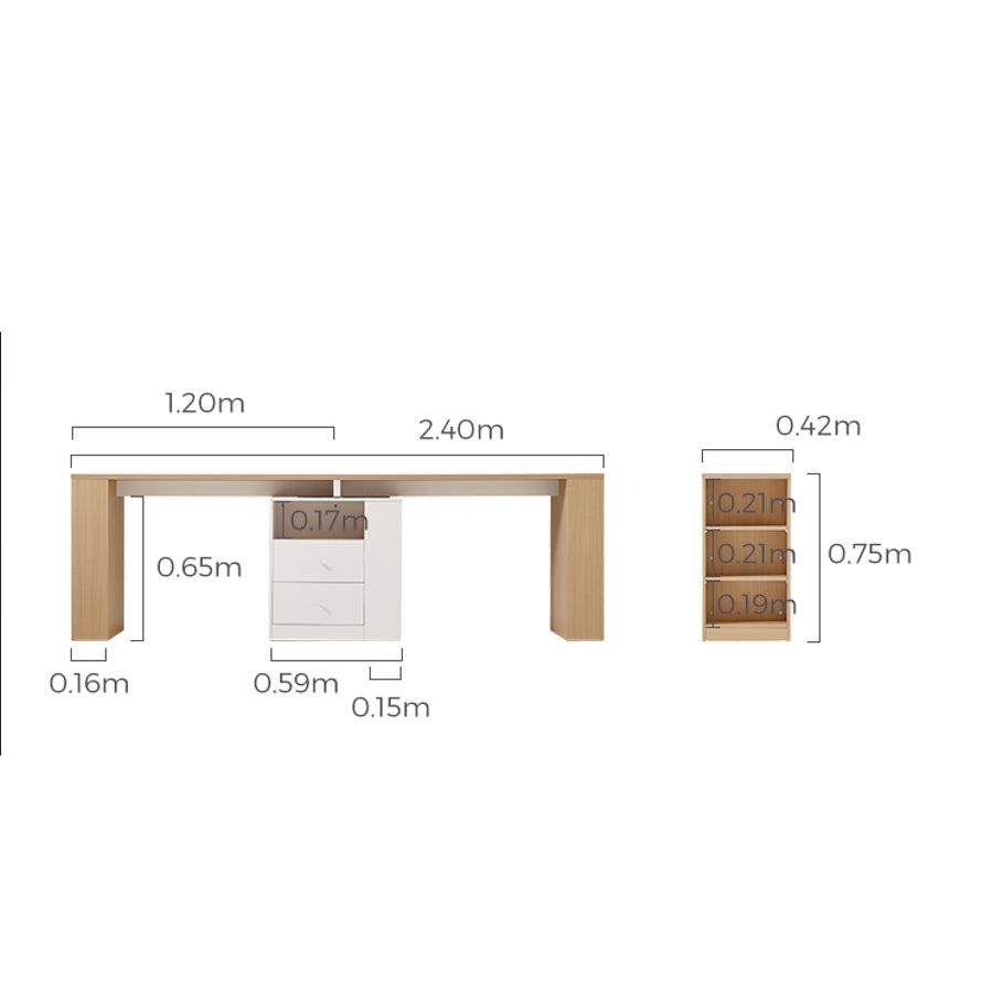 Extra Long Study Desk in Oak and White/Home Office Two-person Desks/Corner Desk