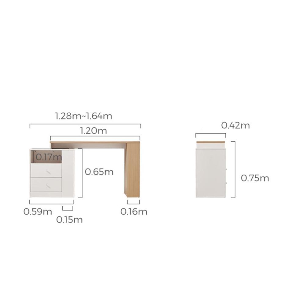 Wood Study Desk in Oak and White with Storage/Home Office Study Desks/Corner Desk